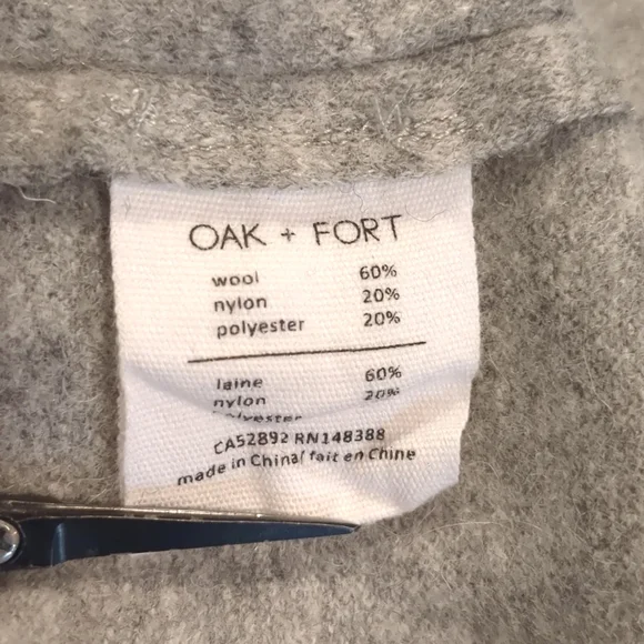 Oak + Fort Grey Wool Blend Long Sweater with Lapels - Picture 7 of 9